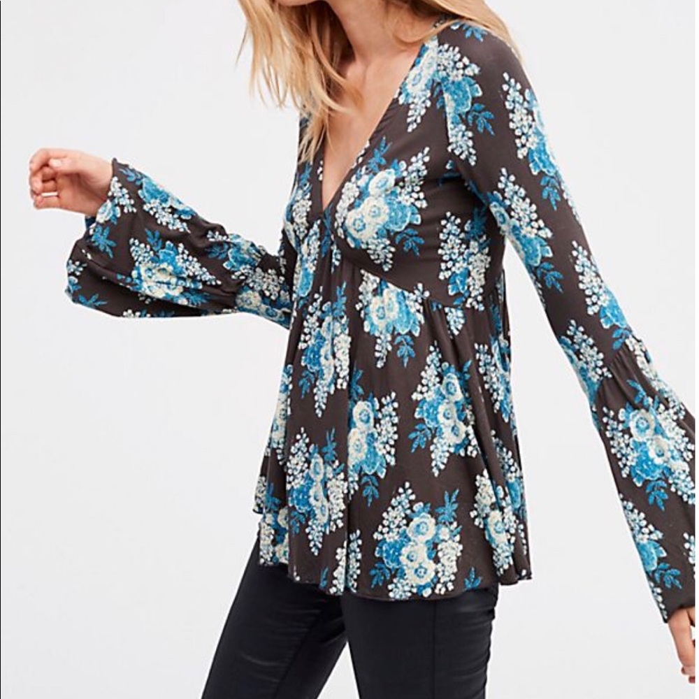 Free People Bell Bottom Sleeved Blouse